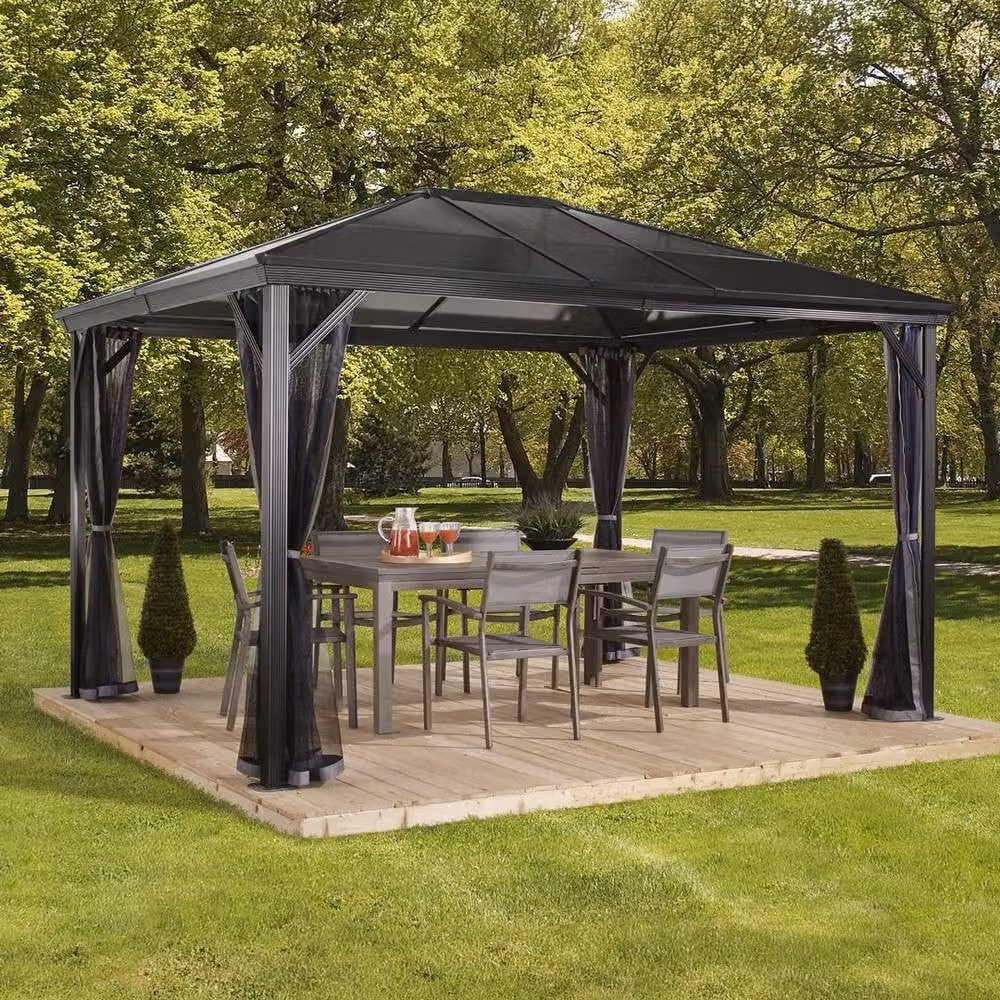 Sojag Verona Aluminium Garden Gazebo in Black, W: 297 cm, D: 362 cm, H: 261 cm – 3