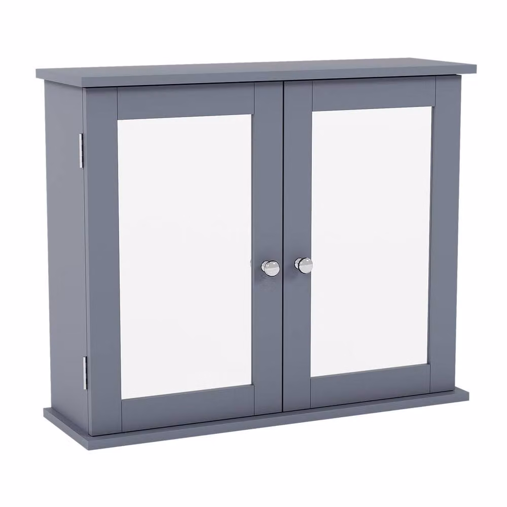 Home Discount Hayle 2 Door Mirrored Wall Cabinet in Grey – 2