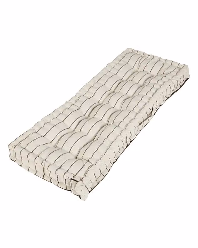 Dibor Mocha Cotton French Stripe Indoor Outdoor Garden Bench Cushion in Brown, W: 42 cm, L: 105 cm – 2