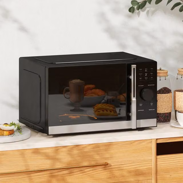 HOMCOM 23L 800W Digital Solo Microwave Oven with 10 Power Levels and Automatic Programs, Black