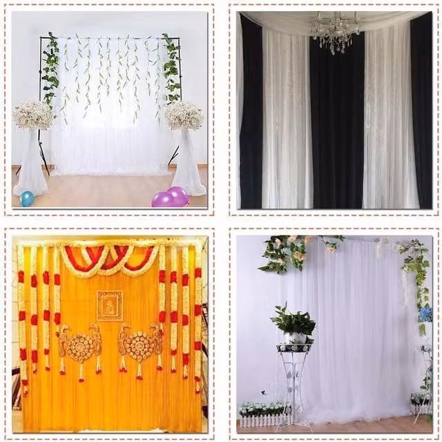 Trimming Shop Red Wrinkle-Free Ice Silk Polyester Backdrop, W: 300 cm, H: 300 cm