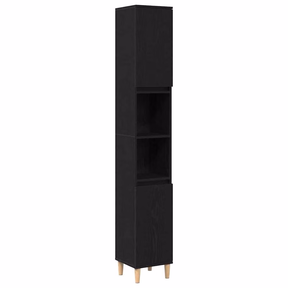 Berkfield Home Modern Black Oak Bathroom Cabinet, W/D/H: 30 x 30 x 190 cm – 3
