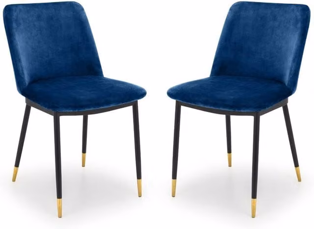 Cheshire Celeste Blue Velvet Modern Upholstered Dining Chairs - Set of 2