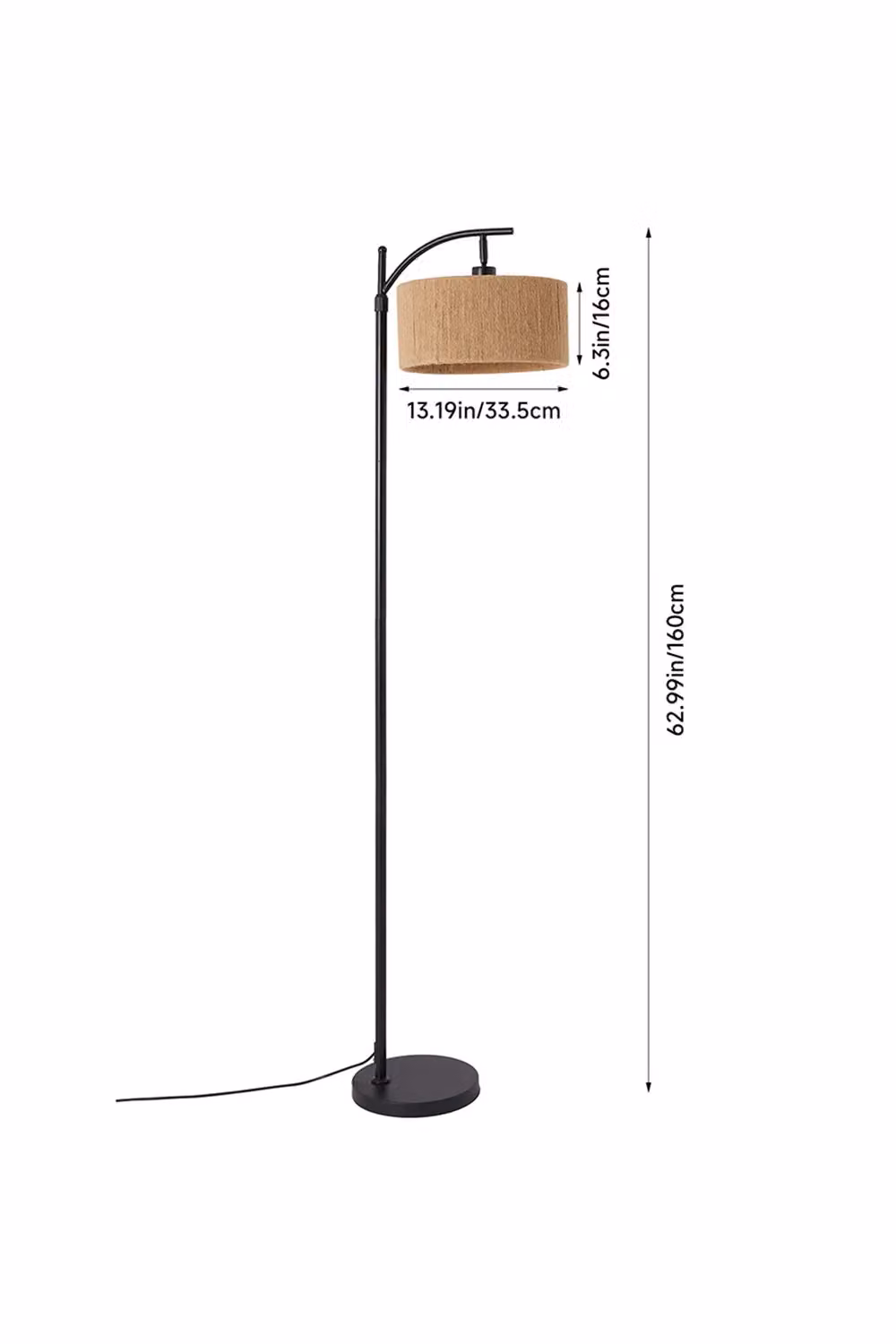 Living and Home Vintage Rattan Floor Lamp in Black – 3
