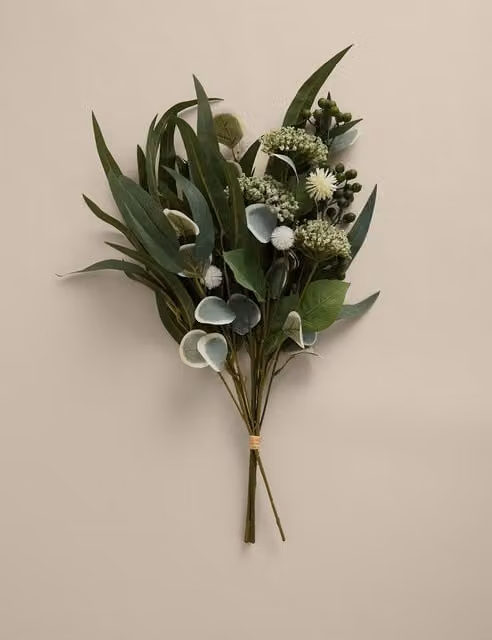 Moss & Sweetpea Artificial Cow Parsley and Eucalyptus Floral Bouquet in Multicolour and Green
