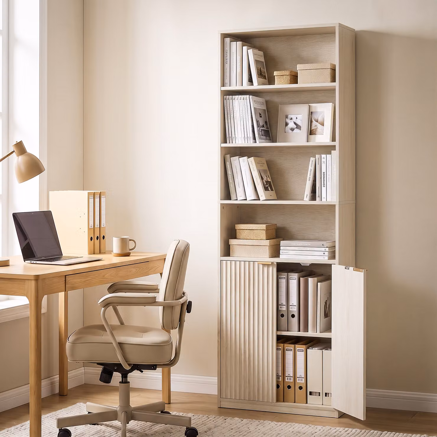 HOMCOM 6-Tier Oak Wood Effect Bookshelf with Adjustable Shelves and Anti-Tip Hardware, H 182 x W 60 x D 24 cm – 2