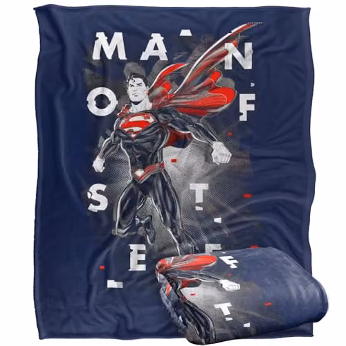 Warner Bros. Superman Man Of Steel Poster Super Soft Fleece Throw Blanket, Multicolour, W: 152 cm, D: 127 cm