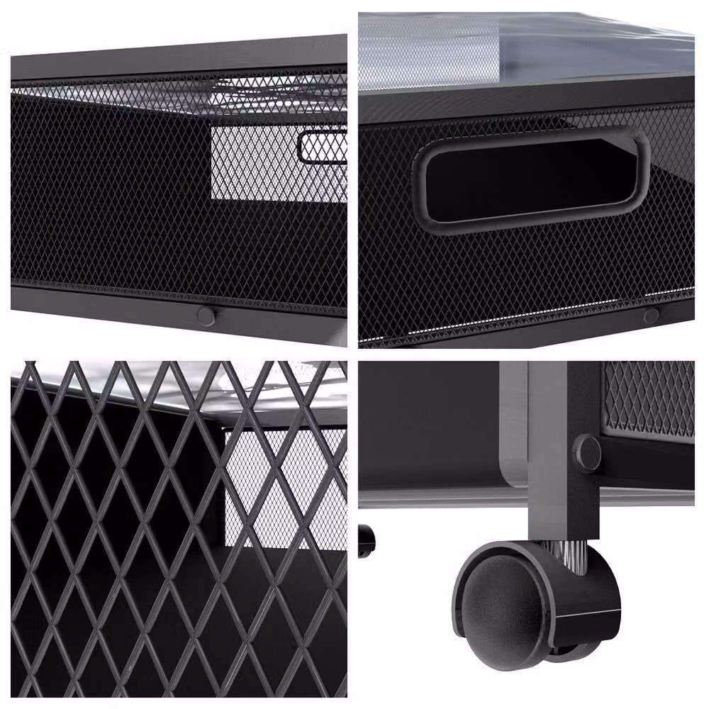 VOGREX Black Wheeled Underbed Storage Box with Lid – 6