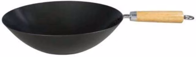 Dexam Non-Stick Carbon Steel Wok, Black, Diameter: 30 cm