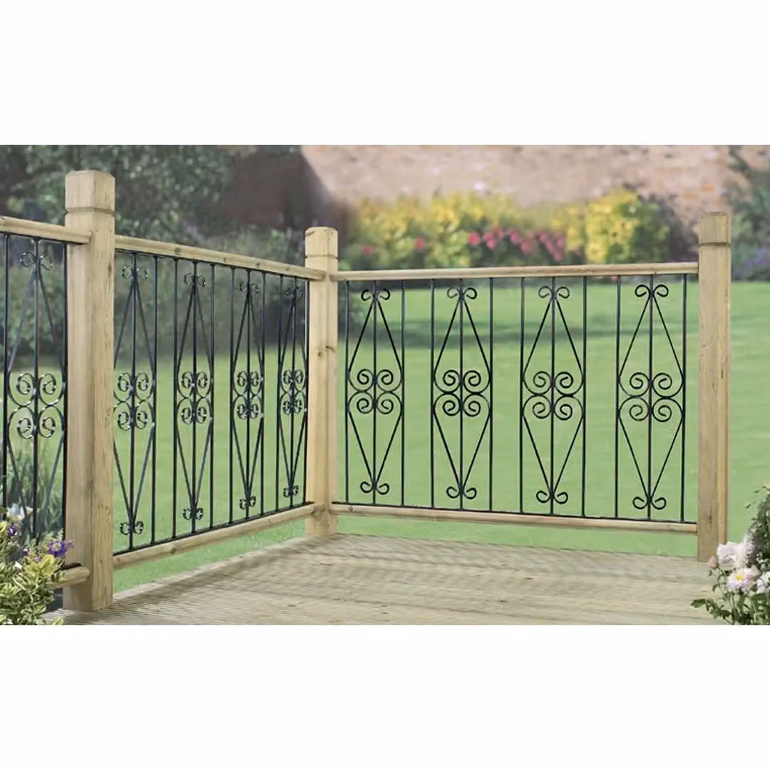 Burbage Iron Craft Ascot Decking Fence Panels, Pack of 2, Black Powder-Coated Galvanised Steel, W: 28.0 cm, H: 77.0 cm – 2
