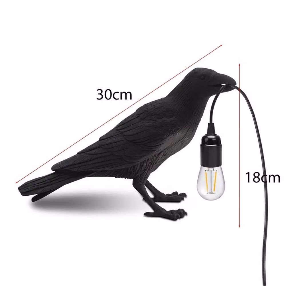 VOGREX Black Crow Resin Modern LED Table Lamp with E27 Bulb – 2