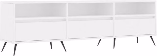 Berkfield Home Modern White TV Cabinet in Matt MDF and Metal, W: 150 cm, D: 44.5 cm, H: 44.5 cm