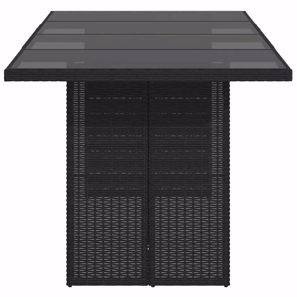 Berkfield Home Modern Black Poly Rattan Garden Table with Glass Top W/D/H: 190 x 80 x 74 cm – 3