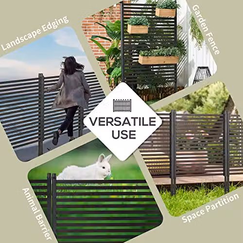 Outsunny Brown Palisade Metal Garden Fence with PVC Coating, H: 93 cm, W: 150 cm – 4