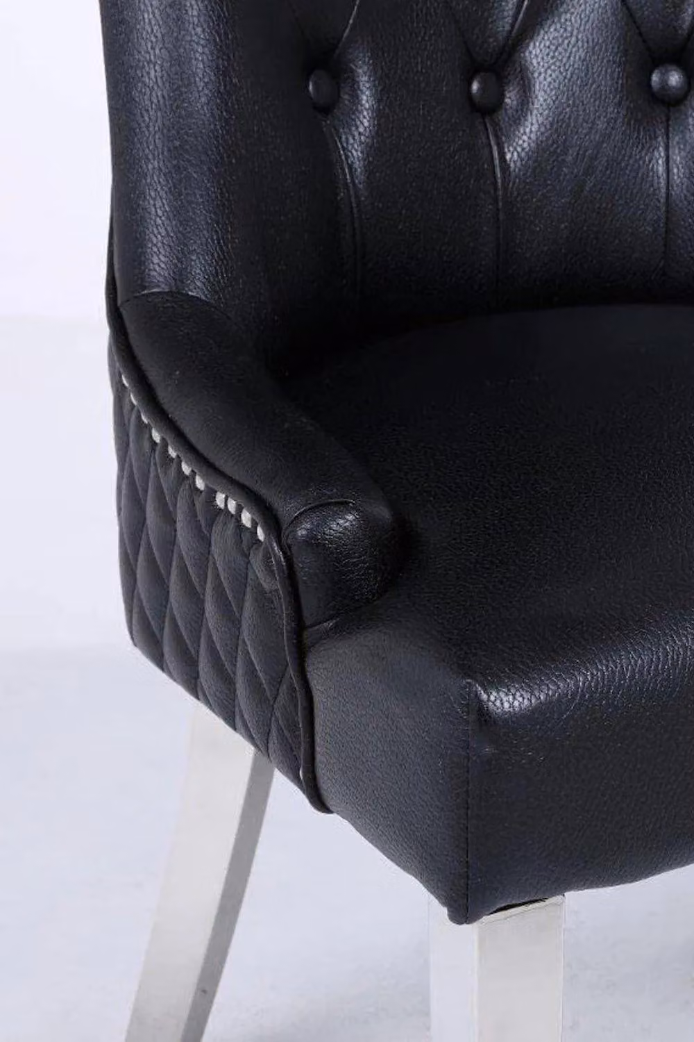 Modernique Aire High Back Dining Chairs, Set of 2, Black Leather with Chrome Legs – 2