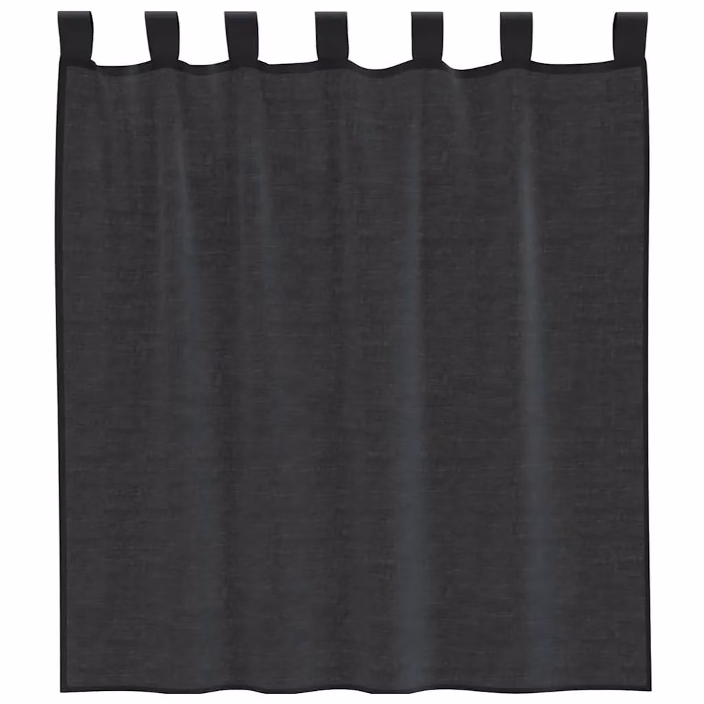 Berkfield Home Black Transparent Voile Tab Top Curtains, 2 Pack – 3