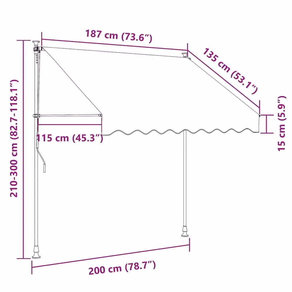 Berkfield Home Manual Retractable Awning in Anthracite, W/D/H: 200 x 120 cm – 4