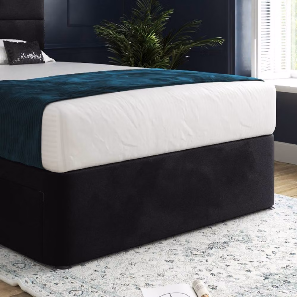 Casani Wolfforth Black Velvet Upholstered Floorstanding Headboard and Divan Bed Frame, Super King, W: 200 cm x D: 200 cm – 4