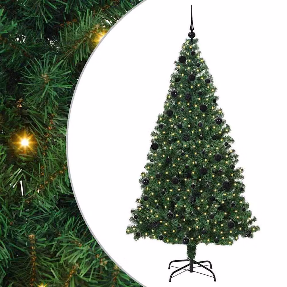 Berkfield Home Green Artificial Christmas Tree with 300 LEDs and Stand, Height: 210 cm – 3