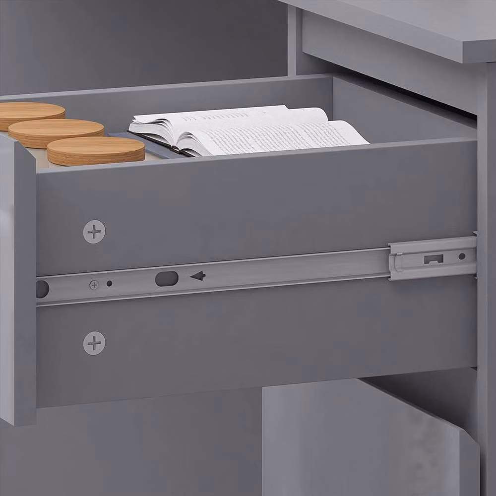 VOGREX Grey Gloss 3-Drawer Dressing Table – 3