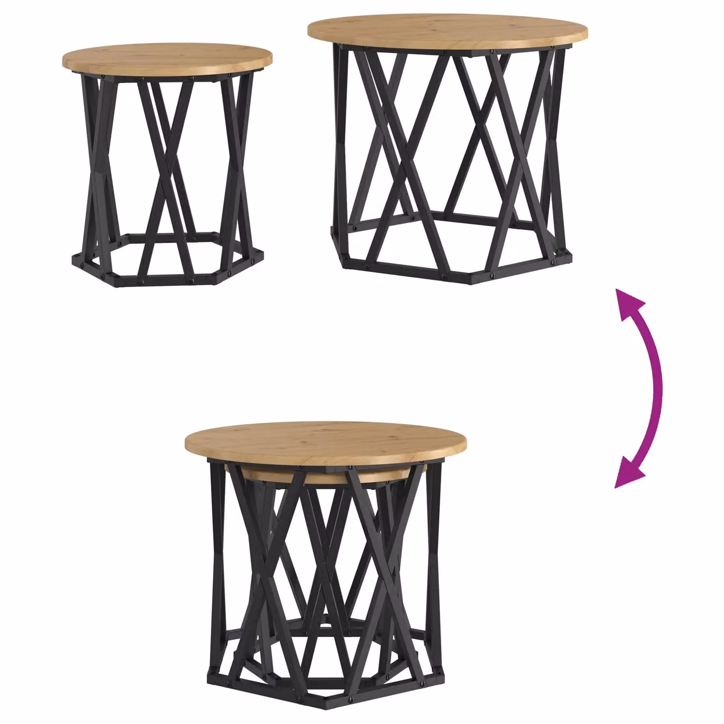 Berkfield Home Nesting Side Tables, Set of 2, Artisan Oak Engineered Wood in Brown – 5