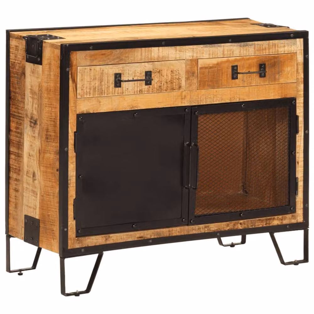 Berkfield Home Industrial Mango Wood and Metal Sideboard in Brown, W/D/H: 80 x 31 x 66 cm – 2