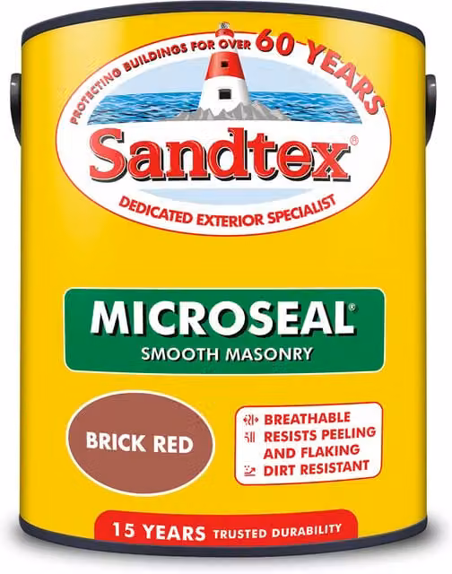 Sandtex Microseal Smooth Masonry Paint, Red, 5 l