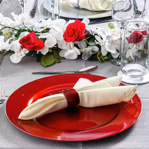 Argon Tableware Metallic Melamine Charger Plates in Red and Gold, Pack of 6, Diameter: 33 cm – 4