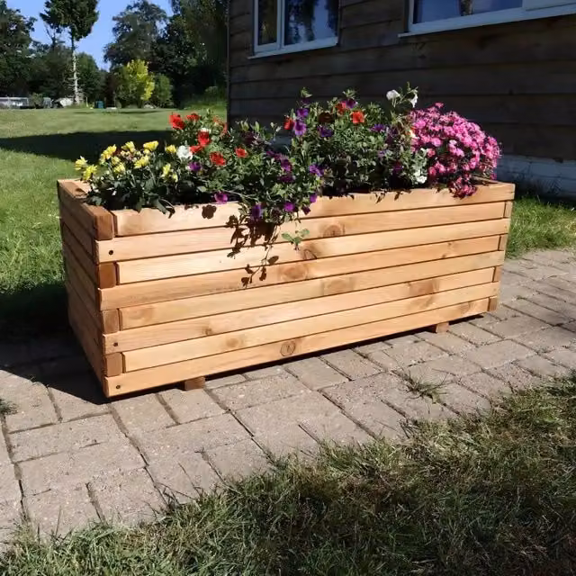 Access Garden Products Pine Raised Trough Planter in Brown, W: 120 cm, D: 40 cm, H: 40 cm – 1