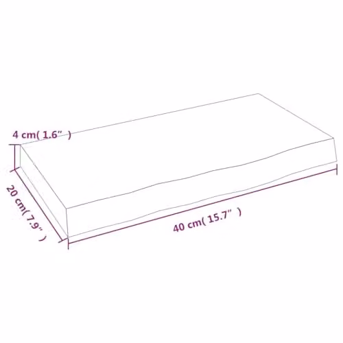 vidaXL Wall Shelf in Natural Untreated Solid Oak, W/D/H: 40 x 20 x 4 cm – 2