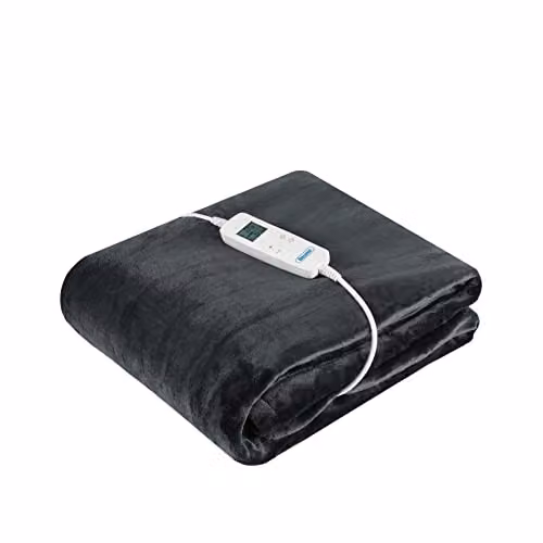 Alecome Electric Heated Fleece Throw Blanket with Remote Control and Timer, Grey, W/D/H: 160 x 130 x 1 cm – 5