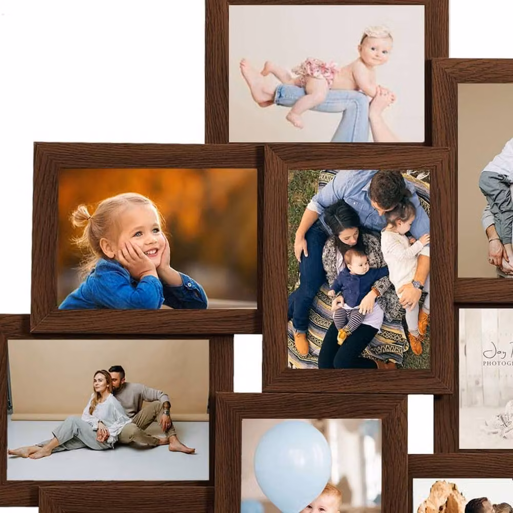 Berkfield Home Modern Collage Photo Frame for 10 Pictures, Dark Brown, W/D/H: 13 x 18 cm – 3