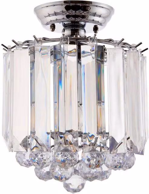 Loops Chrome and Transparent Acrylic Flush Ceiling Mount Light with 2x E14 Lamp Holders