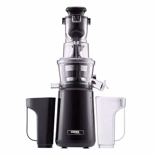 Cooks Professional Slow Masticating Juicer, 400W Cold Press Fruit and Vegetable Juice Extractor with 1000ml Jug and 900ml Pulp Container, Black – 1