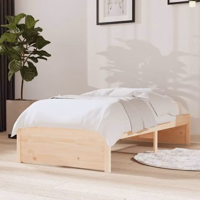 Berkfield Home Small Single Solid Pine Wood Bed Frame, Brown, W: 75 cm, L: 190 cm – 1