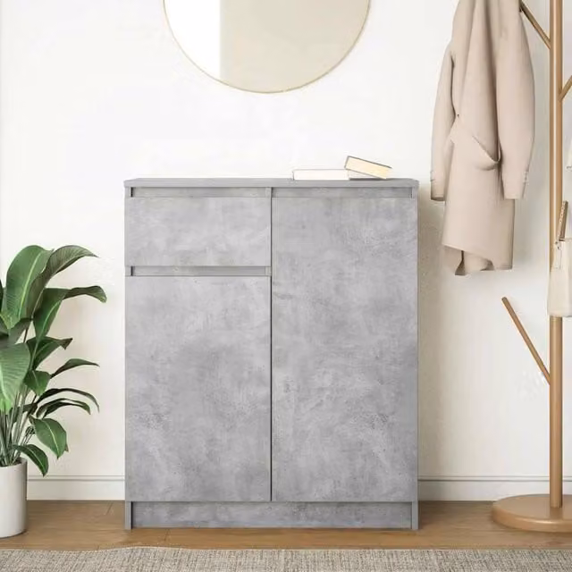Berkfield Home Sideboard with Drawer in Concrete Grey, W/D/H: 71 x 35 x 84 cm – 1