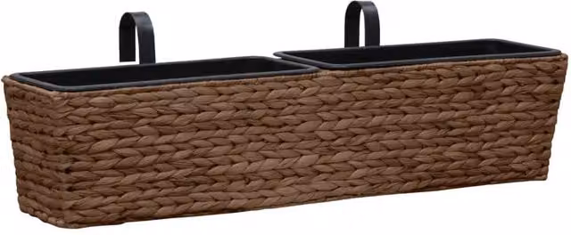 Berkfield Home Garden Brown Water Hyacinth Window Box Planters, 2 Pieces