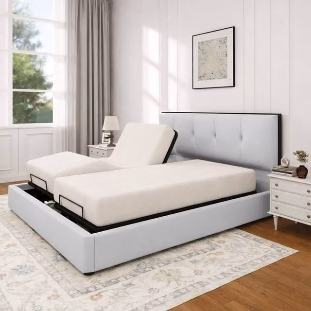 Paradise Beds Ltd Heavy Duty Adjustable Mobility Bed with Foam Mattress and 24 inch Headboard, Silver and White, W/D/H: 120 x 200 cm