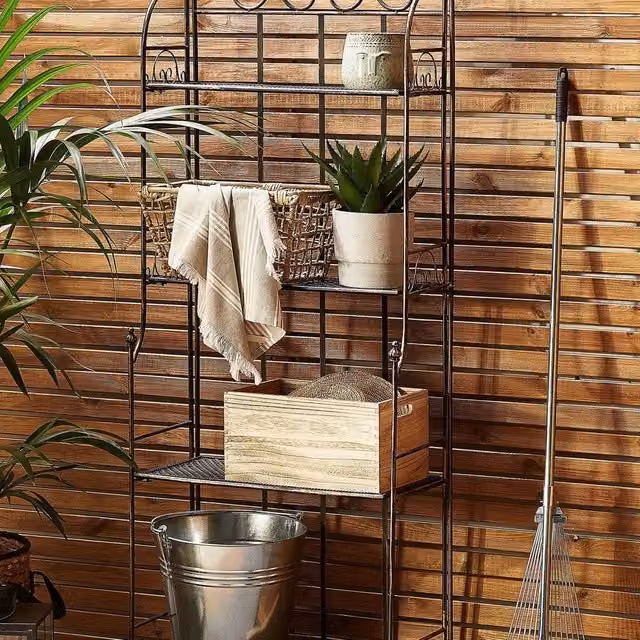 Wyld and Coco Evergreen 4-Tier Black Metal Freestanding Plant Shelf – 1