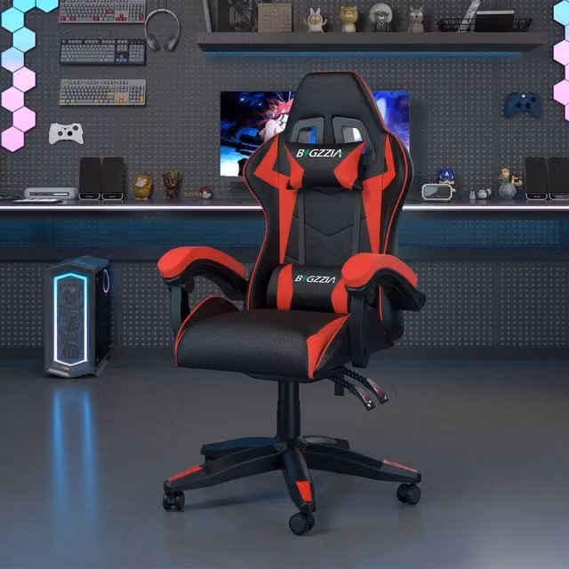 Gartistgo Ergonomic Gaming Chair in Red with Synthetic Leather and Adjustable Height – 1