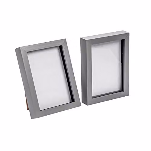 Nicola Spring Rectangular Single Photo Frame in Grey and Black, W/D/H: 20.0 x 15.0 x 3.5 cm