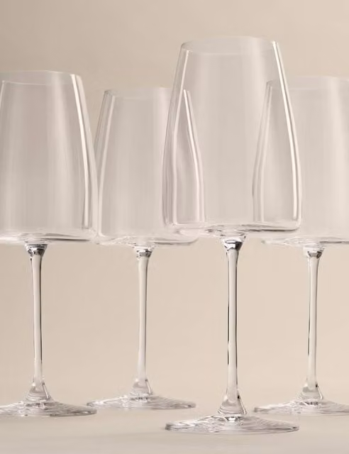 M&S Set of 4 Clear Crystal Red Wine Glasses