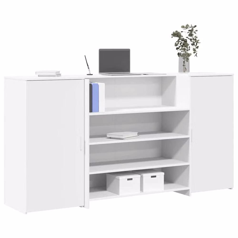 Berkfield Home White Matt Reception Desk W/D/H: 200 x 50 x 103.5 cm – 2
