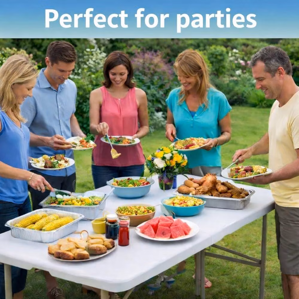 House of Home Heavy Duty 4ft Folding Plastic Picnic Table in White – 2