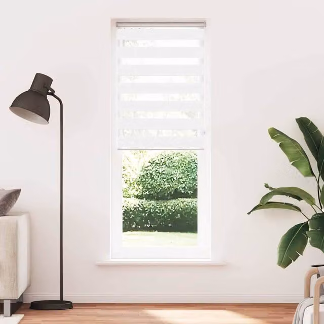 Berkfield Home Zebra Blind in White, Polyester, W: 80 cm, H: 200 cm