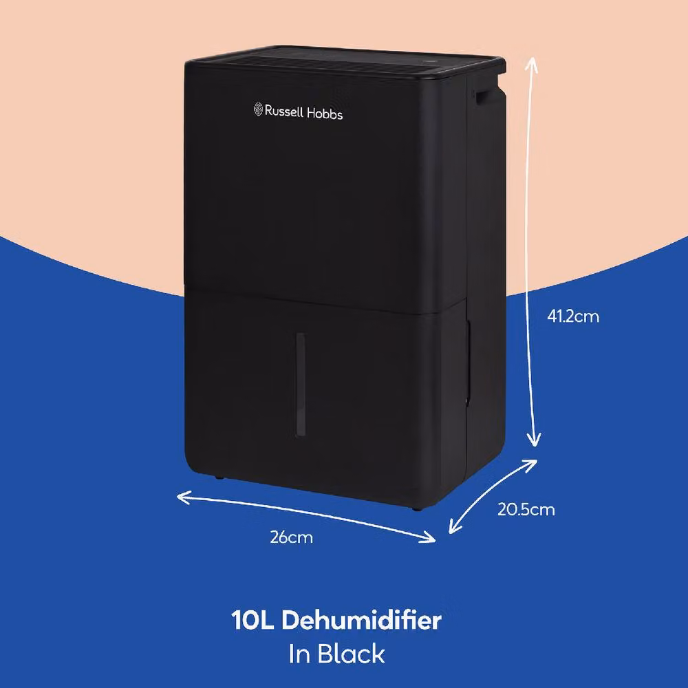 Russell Hobbs RHDH1002 Dehumidifier in Black, 10L/Day Capacity for Damp, Mould and Clothes Drying in Rooms up to 30m2 – 2
