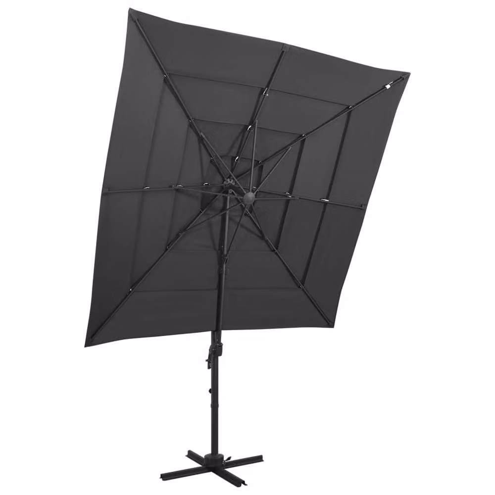 Berkfield Home 4-Tier Parasol with Aluminium Pole, Anthracite, W/D/H: 250 x 250 x 246 cm – 2