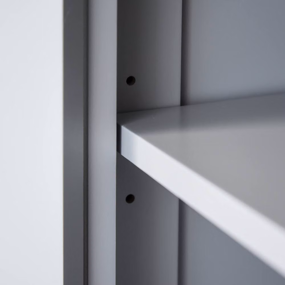 STILVORA Grey Freestanding Tall Storage Cabinet with Hinged Doors, Drawers and Internal Shelves – 4