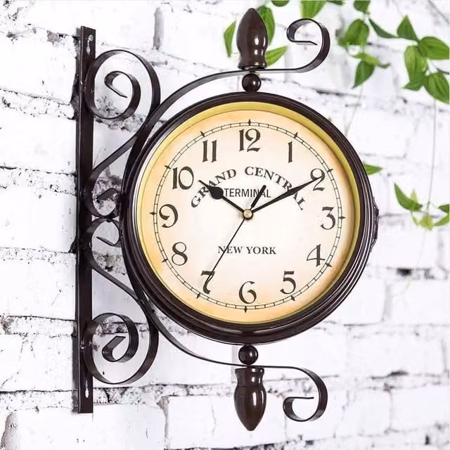 EONLION Black Industrial Metal Double Sided Outdoor Garden Wall Clock, Diameter: 100 cm – 1
