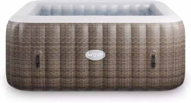 Wave Spas Wave Pacific 6-Person Inflatable Square Hot Tub with Integrated Heater, Brown